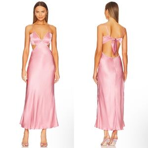 NEW NWT Bardot Rome Diamonte Cutout Slip Dress Maxi Gown In Blush Pink